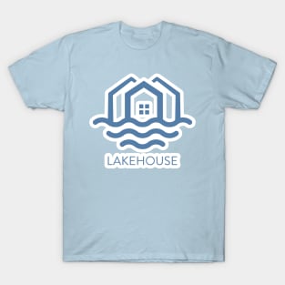 Abstract Wave and House Home Sticker logo design. Creative Modern Beach property sticker design icon. T-Shirt